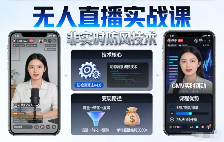 宝子哥无人直播实战课,非实时防风技术,聚焦抖音快手等平台直播带货,轻松开启直播变现之路(更新260903)-优优云网创-中创网