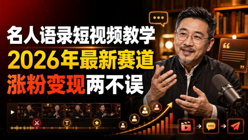 名人语录短视频教学,2026年最新赛道,涨粉变现两不误-优优云网创