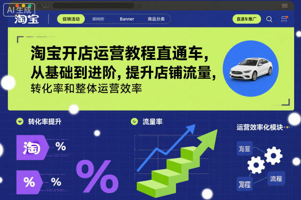 淘宝开店运营教程直通车,从基础到进阶,提升店铺流量,转化率和整体运营效率(更新26年07月11日)-优优云网创