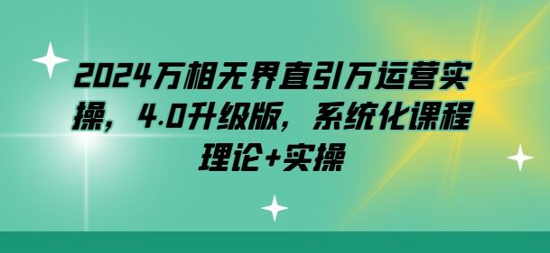 2024万相无界直引万运营实操,4.0升级版,系统化课程 理论+实操-优优云网创