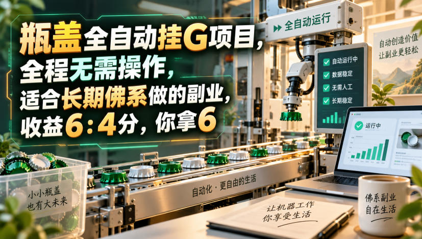 瓶盖全自动挂G项目，全程无需操作，适合长期佛系做的副业，收益6：4分，你拿6【揭秘】-优优云网创-中创网
