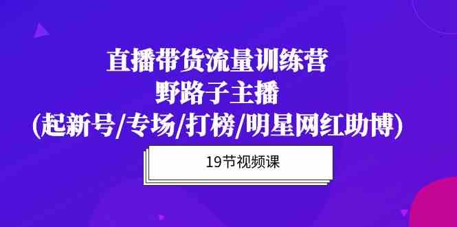 直播带货流量特训营,野路子主播(起新号/专场/打榜/明星网红助博)-优优云网创