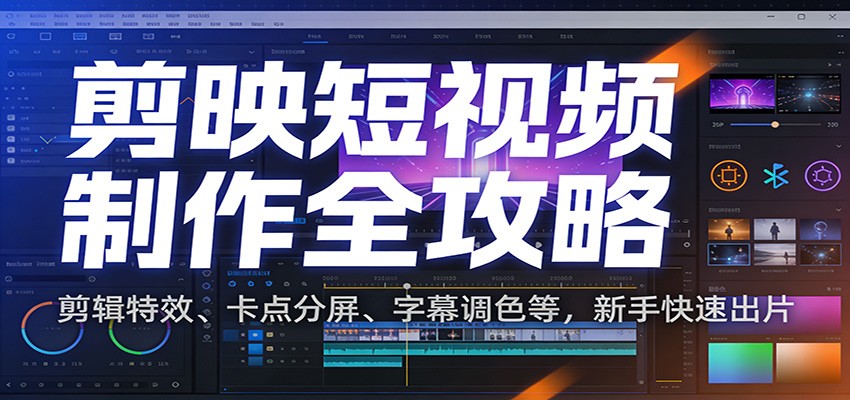 剪映短视频制作全攻略:剪辑特效、卡点分屏、字幕调色等,新手快速出片-优优云网创