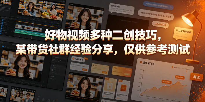 好物视频多种二创技巧，某带货社群经验分享，仅供参考测试-优优云网创