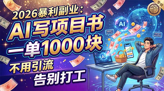 2026暴利副业:AI 写项目书,一单 1000 块,不用引流,告别打工-优优云网创