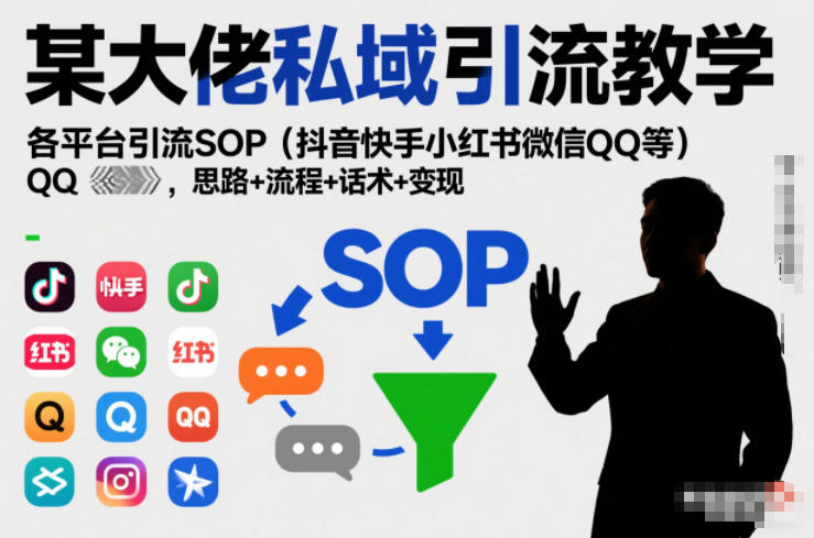 某大佬私域引流教学,各平台引流SOP(抖音快手小红书微信QQ等),思路+流程+话术+变现(更新0708)-优优云网创