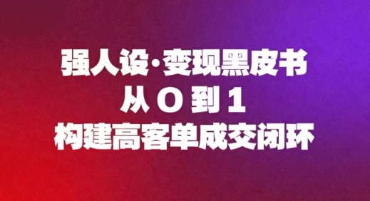 强人设变现黑皮书:从0到1构建高客单成交闭环-优优云网创