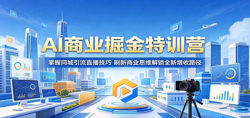 AI商业掘金特训营:掌握同城引流直播技巧,刷新商业思维解锁全新增收路径-优优云网创