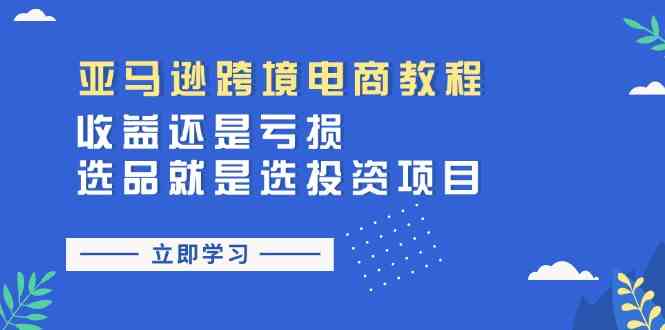 亚马逊跨境电商教程:收益还是亏损!选品就是选投资项目-优优云网创