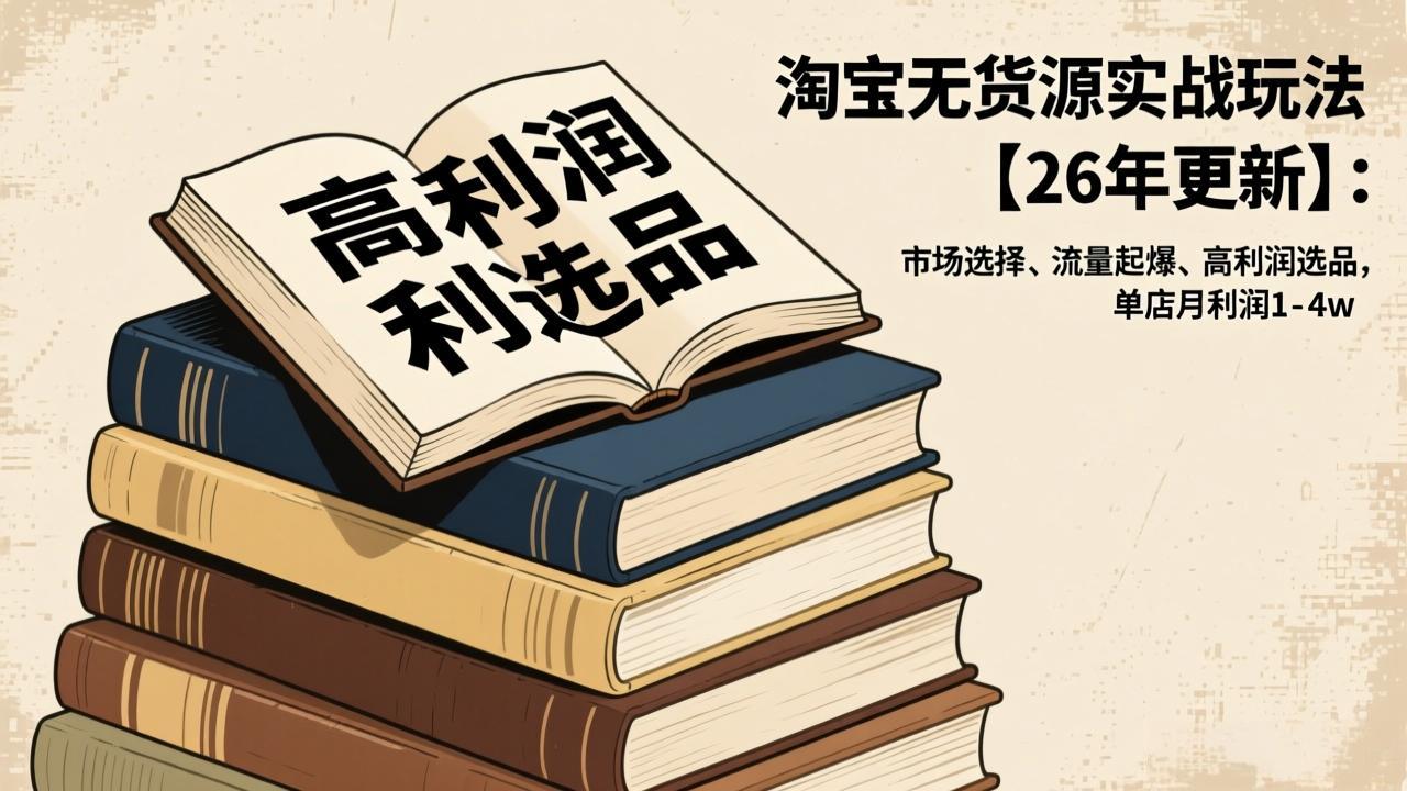 淘宝无货源实战玩法【26年更新】:市场选择、流量起爆、高利润选品,单店月利润1-4w-优优云网创