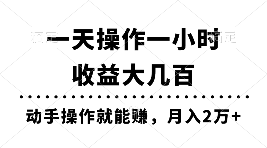 (11263期)一天操作一小时,收益大几百,动手操作就能赚,月入2万+教学-优优云网创