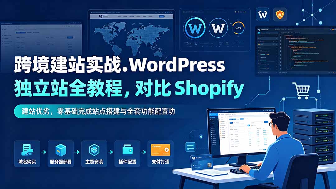 跨境建站实战:WordPress 独立站全教程,对比 Shopify 建站优劣,零基础完成站点搭建与全套功能配置-优优云网创