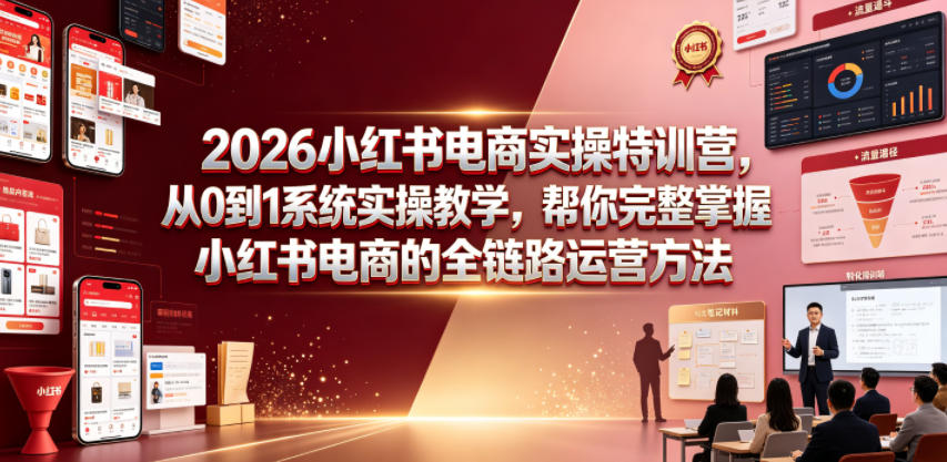 2026小红书电商实操特训营,从0到1系统实操教学,帮你完整掌握小红书电商的全链路运营方法-优优云网创