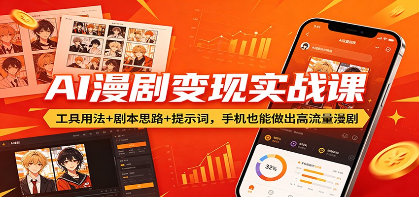AI漫剧变现实战课:工具用法+剧本思路+提示词,手机也能做出高流量漫剧-优优云网创
