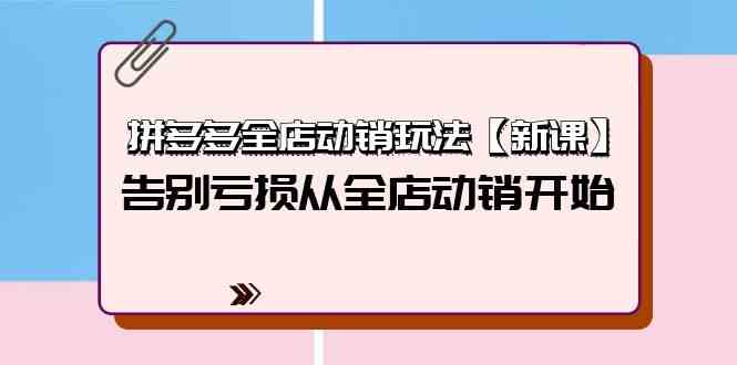 (9974期)拼多多全店动销玩法【新课】,告别亏损从全店动销开始(4节视频课)-优优云网创