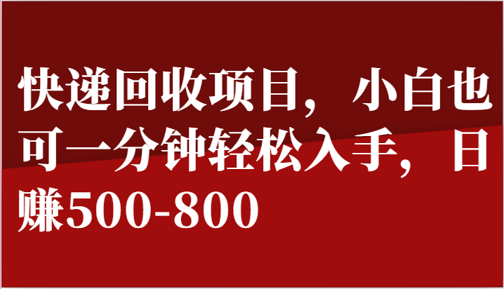 快递回收项目,小白也可一分钟轻松入手,日赚500-800-优优云网创