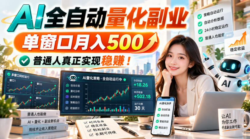 AI全自动量化副业,单窗口月入500,普通人真正实现稳賺!【揭秘】-优优云网创-中创网