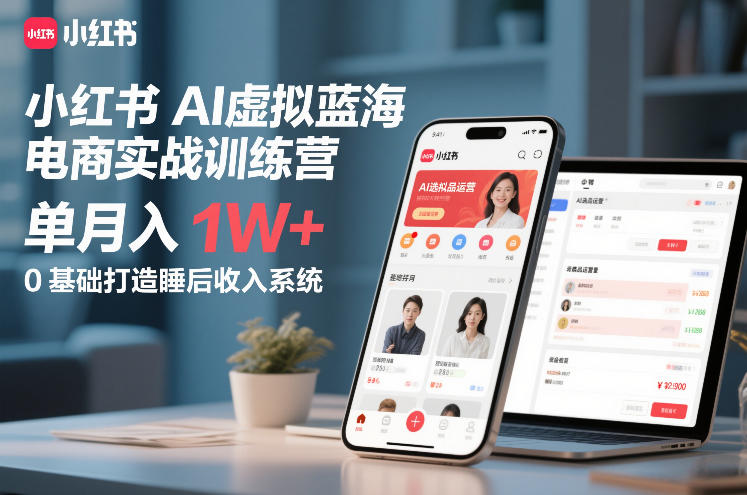 小红书AI虚拟蓝海电商实战训练营,单月入1W+,0基础打造睡后收入系统(更新)-优优云网创