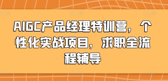 AIGC产品经理特训营,个性化实战项目,求职全流程辅导-优优云网创