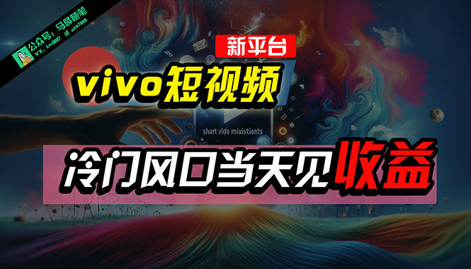 （10390期）全新平台vivo短视频，新风口AI混剪无脑搬运，冷门风口当天见收益，7天…-优优云网创