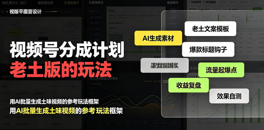 视频号分成计划老土版的玩法，流量爆炸，每天收益300+，纯靠AI生成，越土的玩法，越高级-优优云网创-中创网