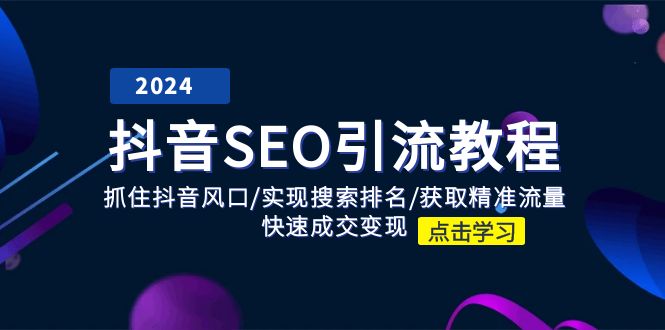 (11352期)抖音 SEO引流教程:抓住抖音风口/实现搜索排名/获取精准流量/快速成交变现-优优云网创