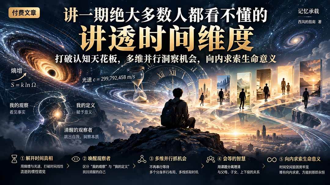 (21267期)付费文章:讲一期绝大多数人都看不懂的,讲透时间维度,打破认知天花板,多维并行洞察机会,向内求索生命意义-优优云网创-中创网