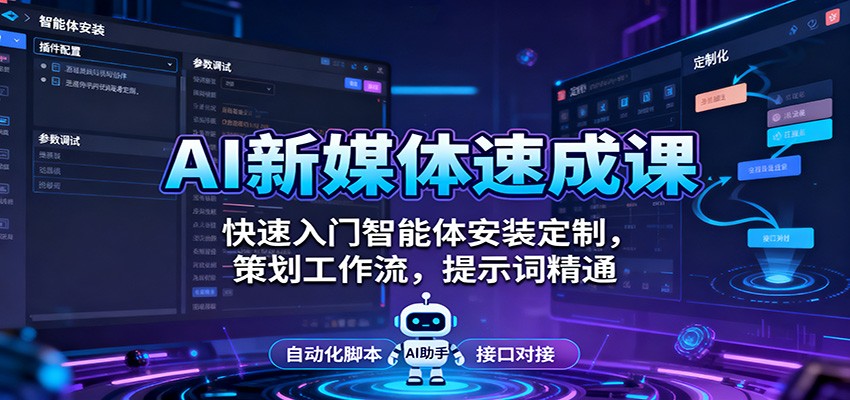 AI新媒体速成课:快速入门智能体安装定制,策划工作流,提示词精通-优优云网创