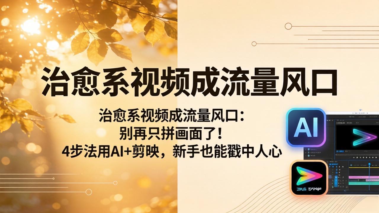 治愈系视频成流量风口:别再只拼画面了!4步法用AI+剪映,新手也能戳中人心-优优云网创