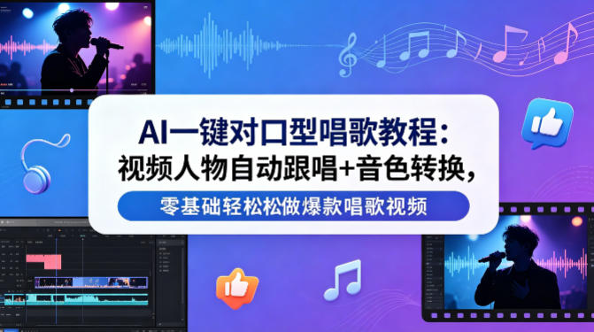 AI一键对口型唱歌教程:视频人物自动跟唱+音色转换,零基础轻松做爆款唱歌视频-优优云网创