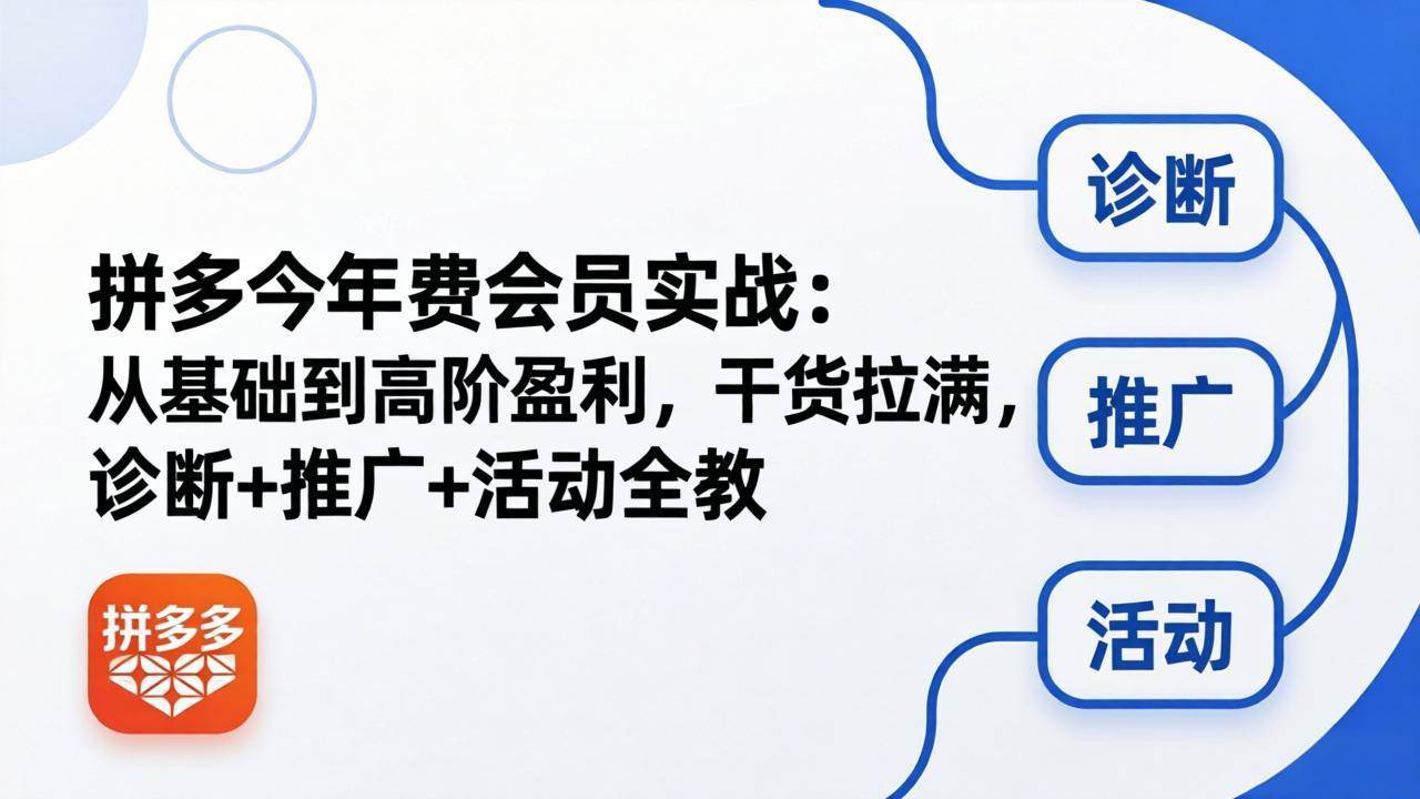 (18407期)拼多多年费会员实战(更新26年5月11):从基础到高阶盈利,干货拉满,诊断+推广+活动全教 (18407期)拼多多年费会员实战(更新26年5月11):从基础到高阶盈利,干货拉满,诊断+推广+活动全教