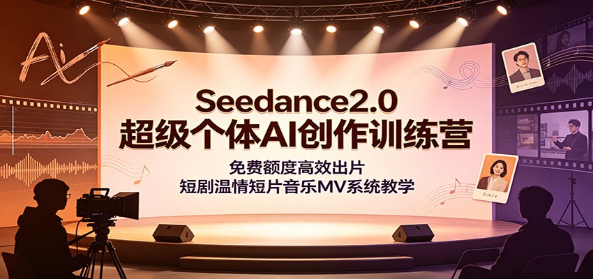 Seedance2.0超级个体AI创作训练营:免费额度高效出片,短剧温情短片音乐MV系统教学-优优云网创