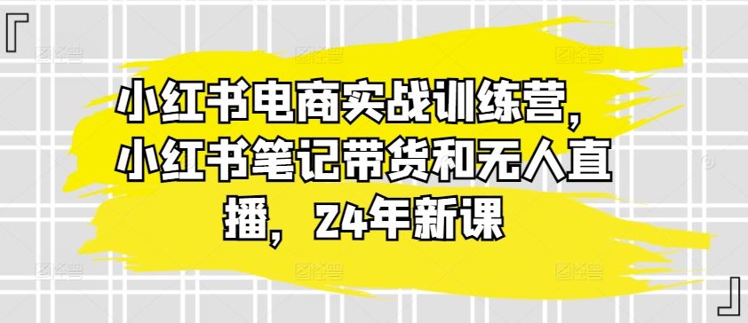 小红书电商实战训练营,小红书笔记带货和无人直播,24年新课-优优云网创