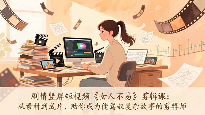 剧情竖屏短视频《女人不易》剪辑课:从素材到成片、助你成为能驾驭复杂故事的剪辑师-优优云网创