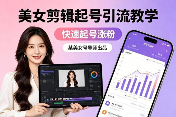 某美女号导师出品:美女剪辑起号引流教学,快速起号涨粉-优优云网创