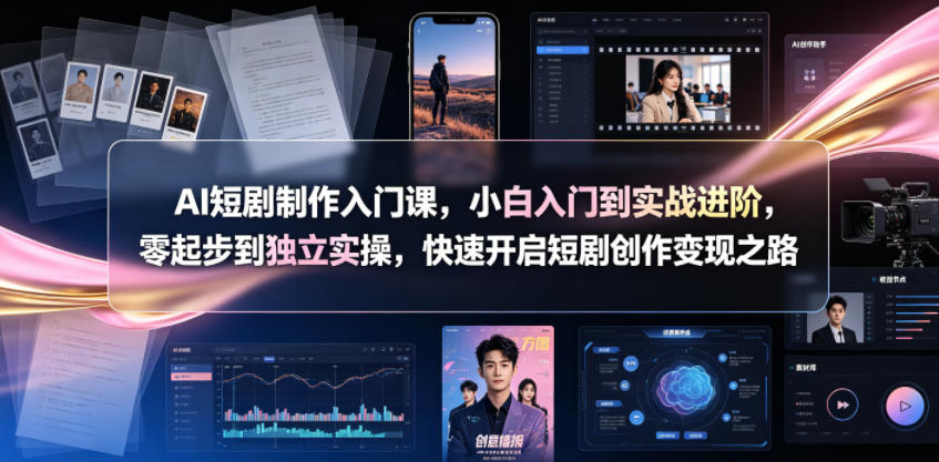 AI短剧制作入门课，小白入门到实战进阶，零起步到独立实操，快速开启短剧创作变现之路-优优云网创