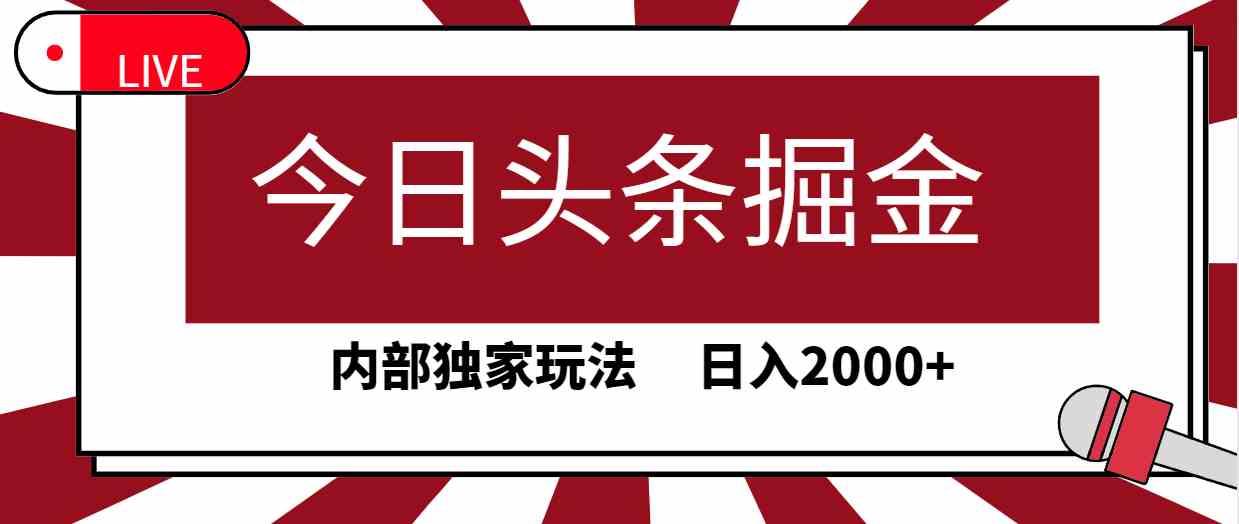 (9832期)今日头条掘金,30秒一篇文章,内部独家玩法,日入2000+-优优云网创