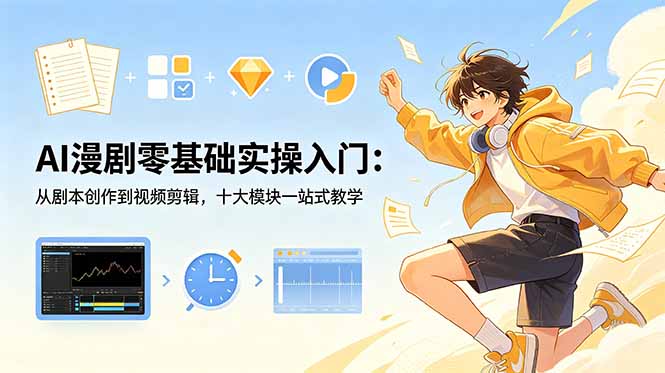AI漫剧零基础实操入门:从剧本创作到视频剪辑,十大模块一站式教学-优优云网创