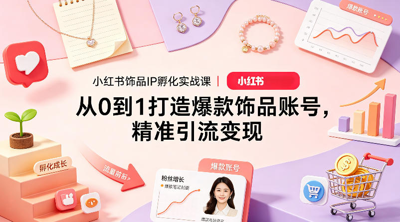 小红书饰品IP孵化实战课|从0到1打造爆款饰品账号,精准引流变现-优优云网创
