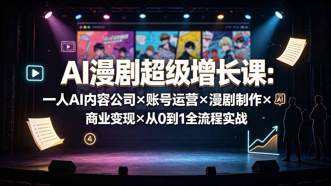 AI漫剧超级增长课:一人AI内容公司×账号运营×漫剧制作×商业变现×从0到1全流程实战-优优云网创