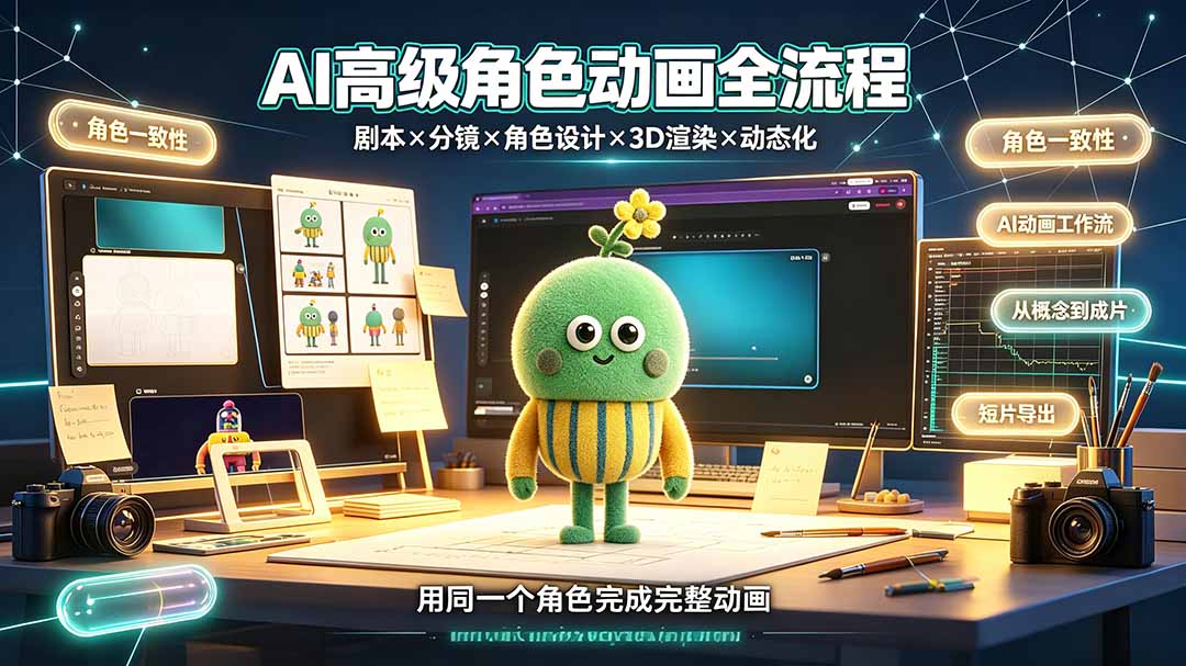 AI高级角色动画全流程:剧本×分镜×角色设计×3D渲染×动态化,从概念到成片一站式教学-优优云网创