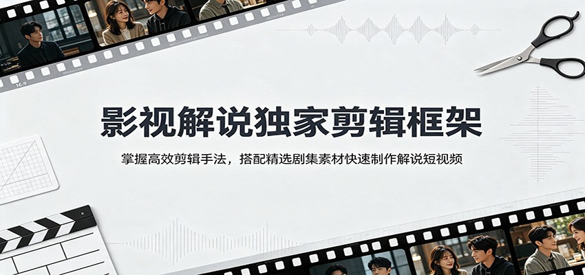 影视解说独家剪辑框架:掌握高效剪辑手法,搭配精选剧集素材快速制作解说短视频-优优云网创