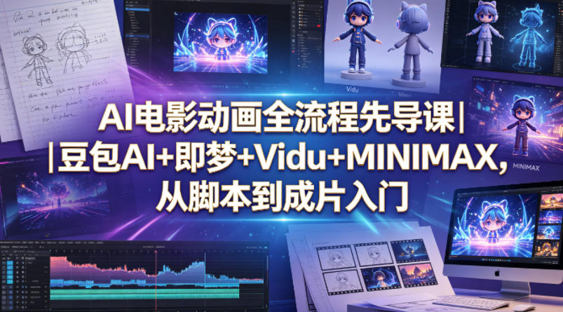 AI电影动画全流程先导课|豆包AI+即梦+Vidu+MINIMAX,从脚本到成片入门-优优云网创
