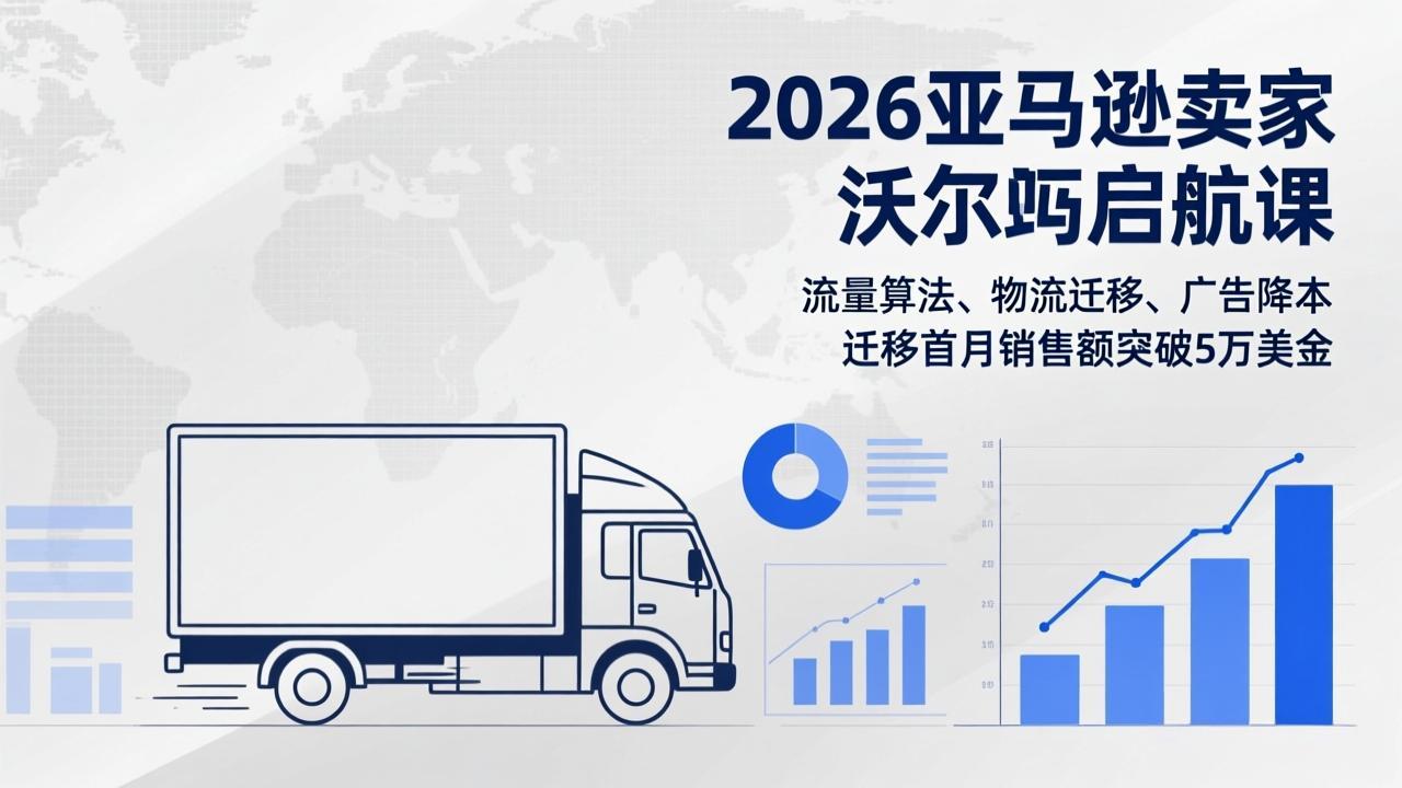 2026亚马逊卖家沃尔玛启航课,流量算法、物流迁移、广告降本,迁移首月销售额突破5万美金-优优云网创