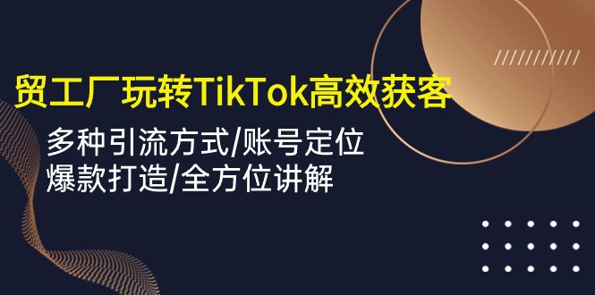 (10302期)外贸工厂玩转TikTok高效获客,多种引流方式/账号定位/爆款打造/全方位讲解-优优云网创