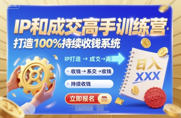带你成为IP和成交高手的训练营,打造100%持续收钱系统-优优云网创