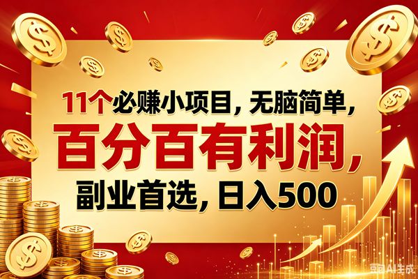 (18851期)11个必赚的小项目,百分百赚元子,无脑简单,副业首选,日入500+-优优云网创