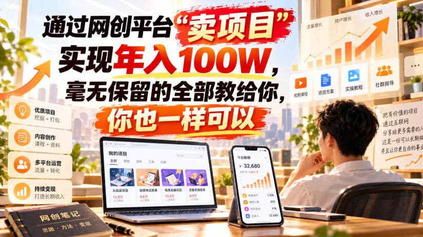 (20790期)通过网创平台“卖项目”实现年入百万,毫无保留的全部教给你!-优优云网创-中创网