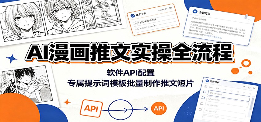 AI漫画推文实操全流程:软件API配置,专属提示词模板批量制作推文短片-优优云网创