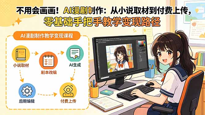不用会画画！AI漫剧制作：从小说取材到付费上传，零基础手把手教学变现路径(更新-优优云网创